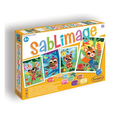 Оцвети с цветен пясък животните в гората