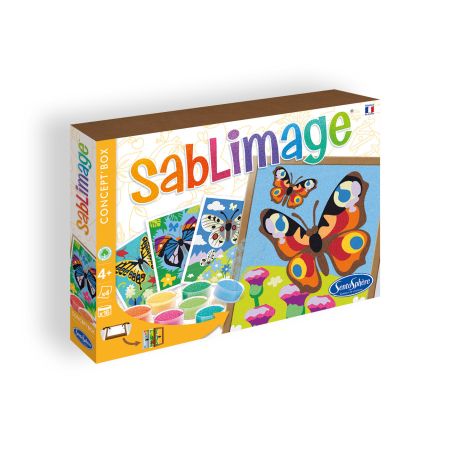 Оцвети с цветен пясък пеперуди