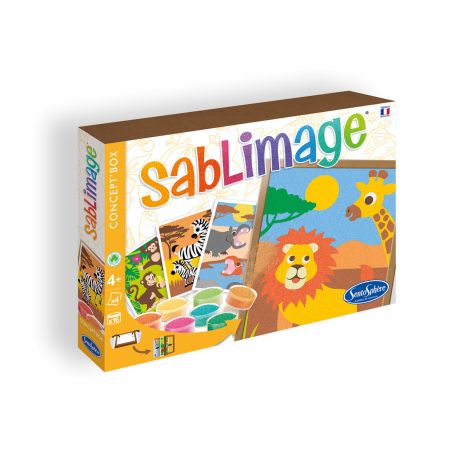 Оцвети с цветен пясък африкански животни