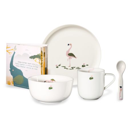 Детски порцеланов сервиз за хранене Фламингото Фиона 5 части