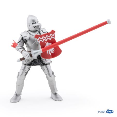 Фигурка рицар с копие в червено