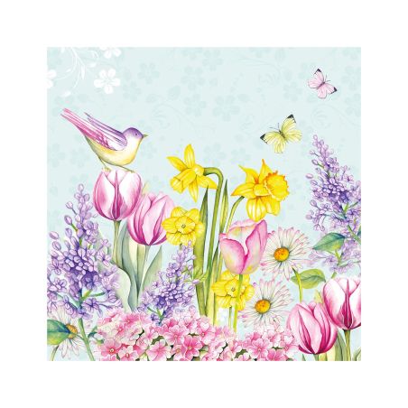Салфетка 25см 25см 20бр Blooming garden тюркоаз