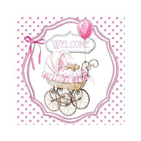 Салфетка 25см 25см 20бр Welcome розово