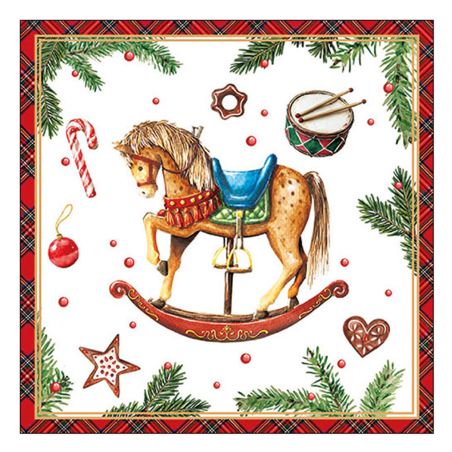 Салфетка 33см 33см 20бр CLASSIC ROCKING HORSE WHITE