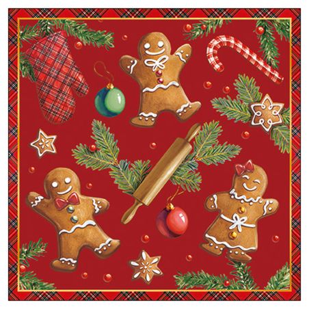 Салфетка 33см 33см 20бр GINGERBREAD COOKIES RED