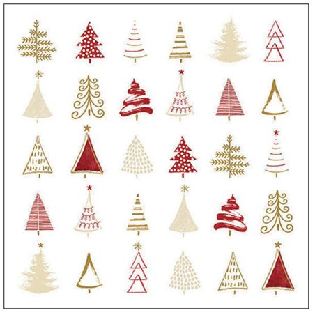 Салфетка 33см 33см 20бр CHRISTMAS TREE DOODLES RED
