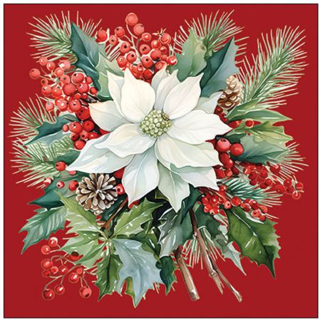 Салфетка 33см 33см 20бр POINSETTIA BOUQUET RED