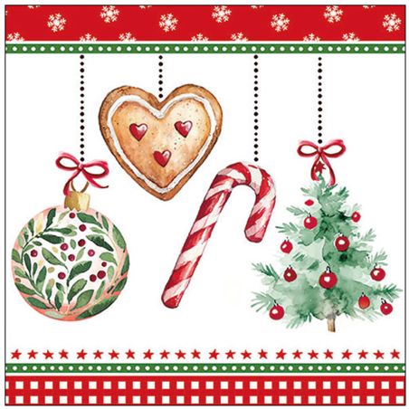 Салфетка 33см 33см 20бр ORNAMENTS ON A CORD WHITE