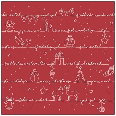 Салфетка 33см 33см 20бр WRITTEN CHRISTMAS WISHES RED