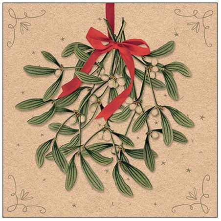Салфетка 33см 33см 20бр RECYCLED MISTLETOE WITH BOW NATURE