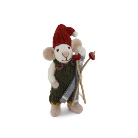 Малка мишка момче със ски