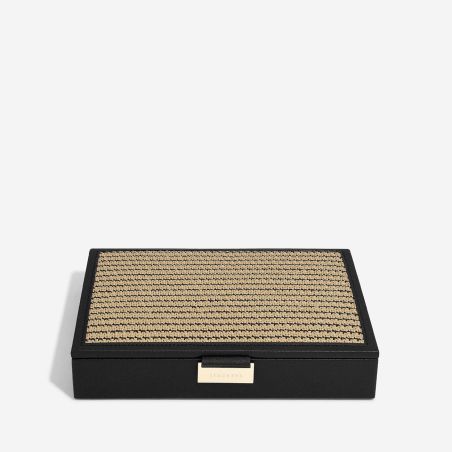 Кутия за бижута с капак Raffia - черно