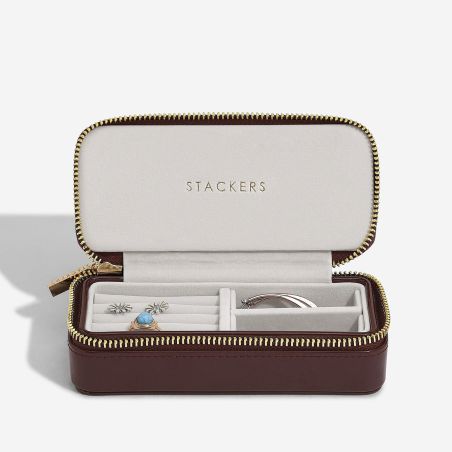 Кутия за бижута за пътуване лак - тъмно червено