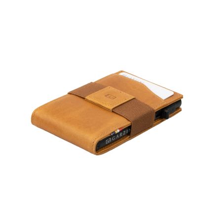 Портфейл за карти с прозрачен джоб за лична карта - коняк