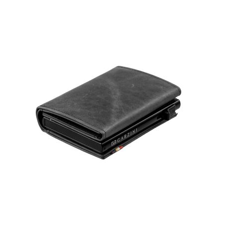 Портфейл Trifold с джоб за монети и 10 карти - черно мат