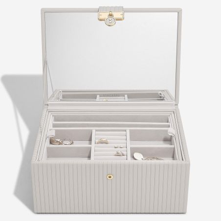 Луксозна кутия за бижута с капак Stackers - светло сиво