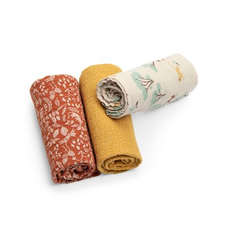 Комплект от три муселинови пелени Гората Мава