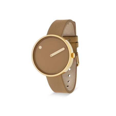 Часовник PICTO 34 mm кожена каишка - капучино