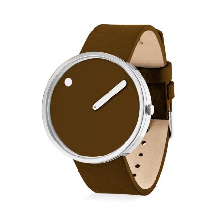 Часовник PICTO 40 mm кожена каишка - кафяво
