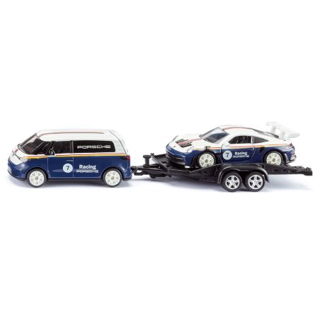 Играчка VW ID. Buzz с ремарке и състезателен автомобил...
