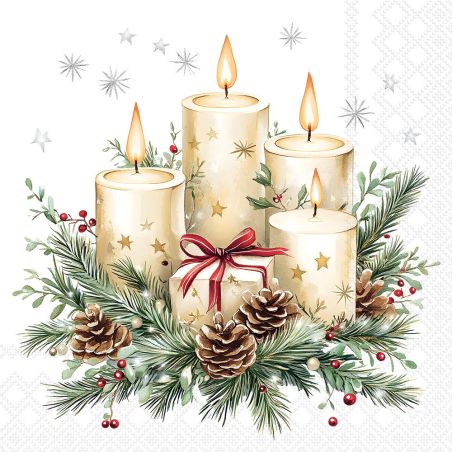 Салфетка 33см 33см 20бр CANDLES AND GIFT WHITE Ambiente
