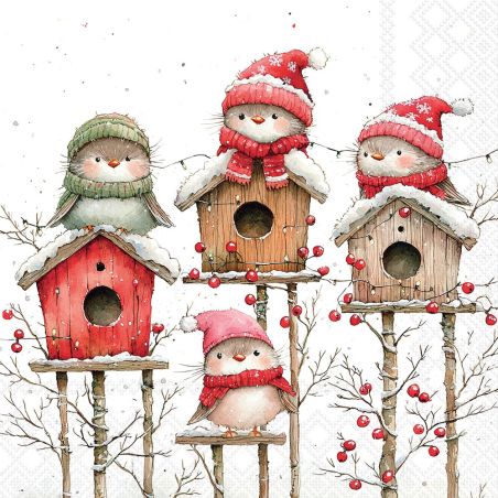 Салфетка 33см 33см 20бр BIRDHOUSE QUARTET WHITE Ambiente