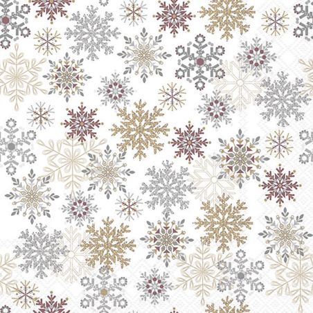 Салфетка 33см 33см 20бр SNOWFLAKES ALL OVER WHITE Ambiente