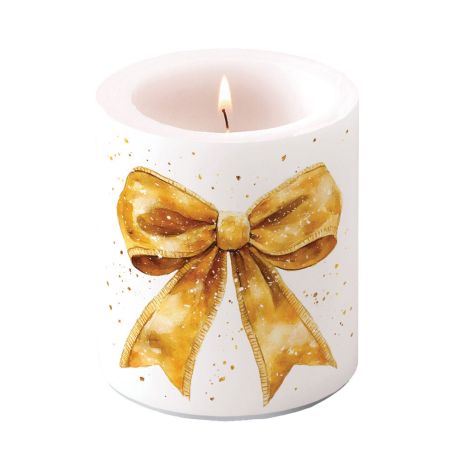 Свещ 10см FANCY BOW GOLD/WHITE Ambiente