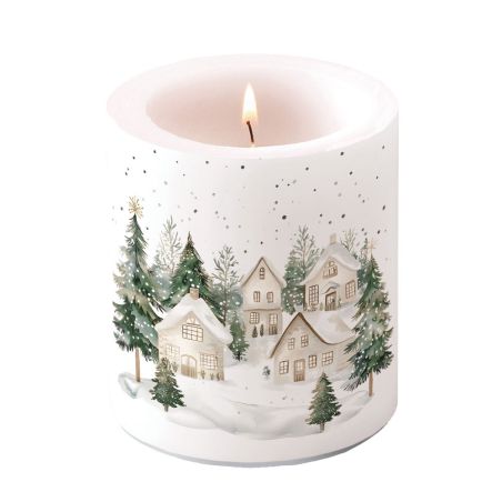 Свещ 10см SNOWY HOUSES Ambiente