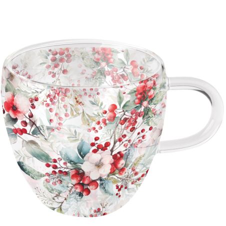 Двустенна стъклена чаша WINTER BERRIES Ambiente