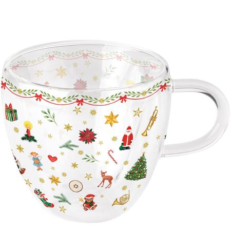 Двустенна стъклена чаша ORNAMENTS ALL OVER RED Ambiente