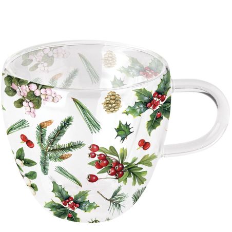Двустенна стъклена чаша WINTER GREENERY WHITE Ambiente