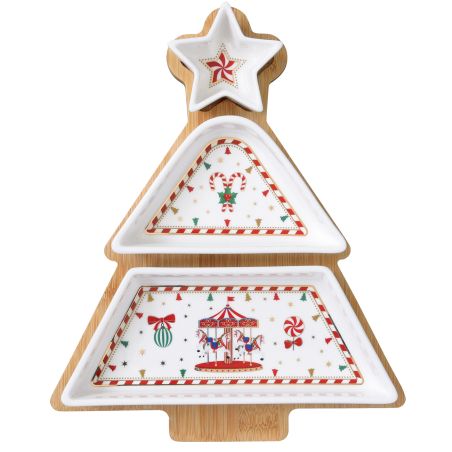 3 купички с бамбукова подложка Christmas Wonderland Easy...