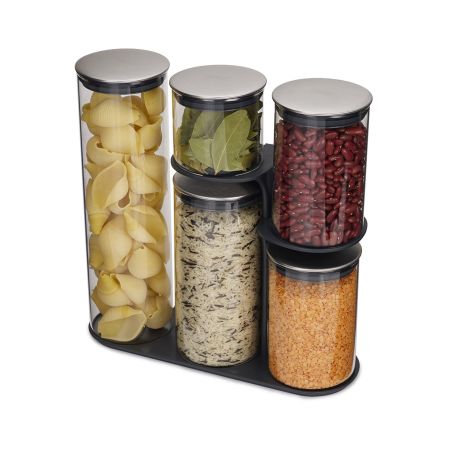 Буркани Podium™ 5бр. стъкло - стомана